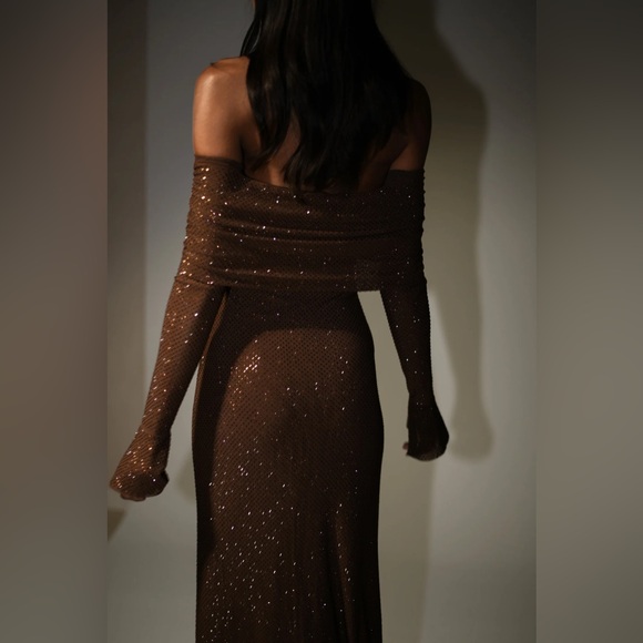 NWT Meshki Marcel Off Shoulder Diamante Maxi Dress - Picture 4 of 6